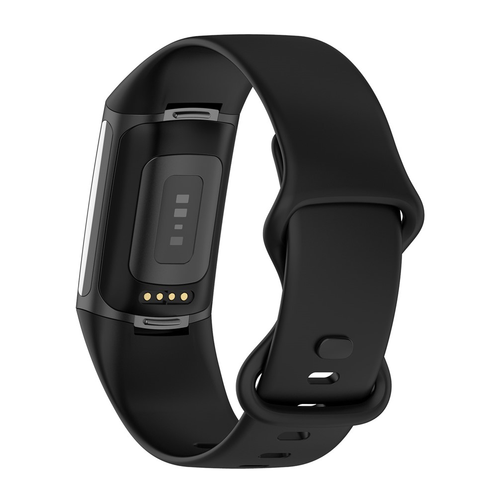 Soft TPU Replacement Watch Strap Smart Watch Band Strap (Size: L) for Fitbit Charge 5 - Black-1