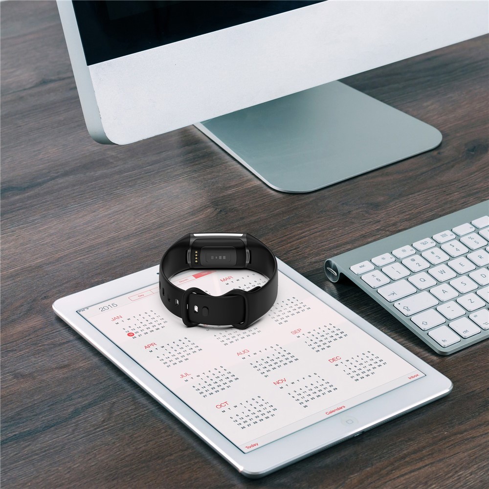 Soft TPU Replacement Watch Strap Smart Watch Band Strap (Size: L) for Fitbit Charge 5 - Black-9
