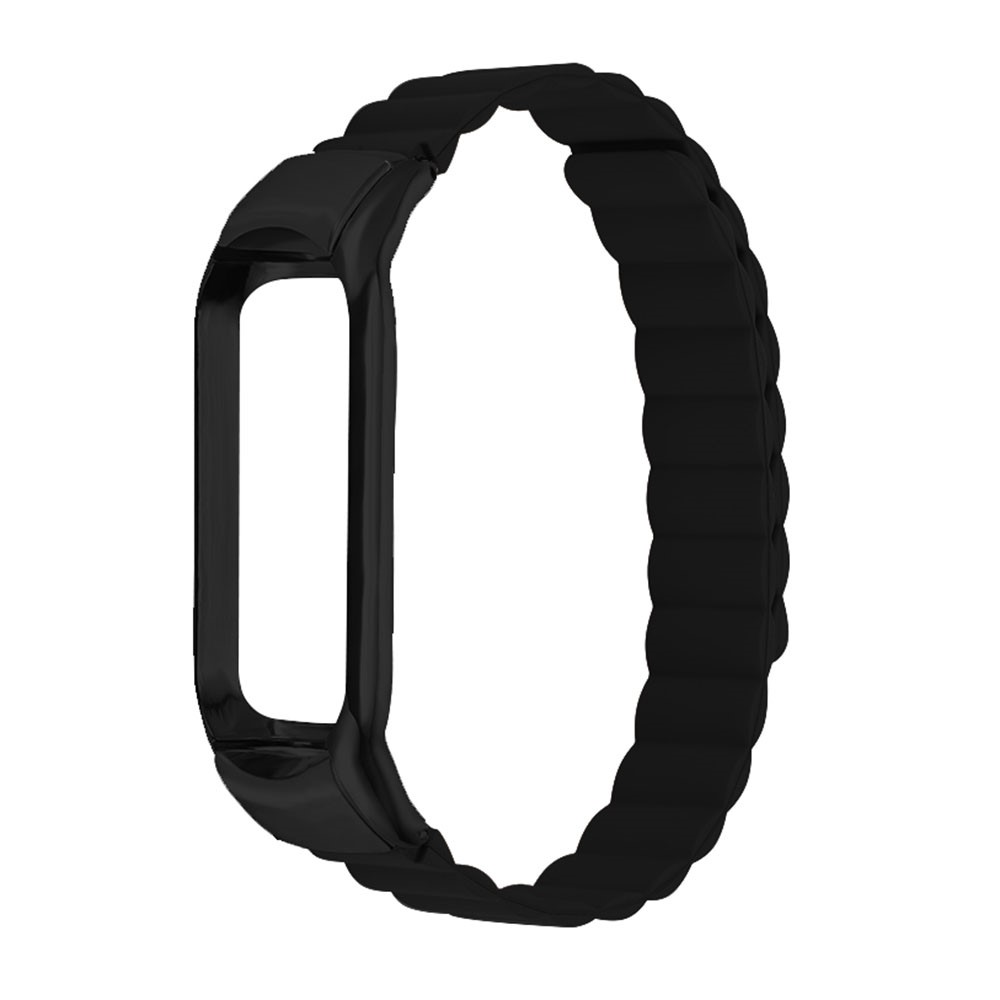 Magnetic Absorption Silicone Watch Band Wrist Strap Replacement for Xiaomi Mi Band 3/4/5/6 - Black-1