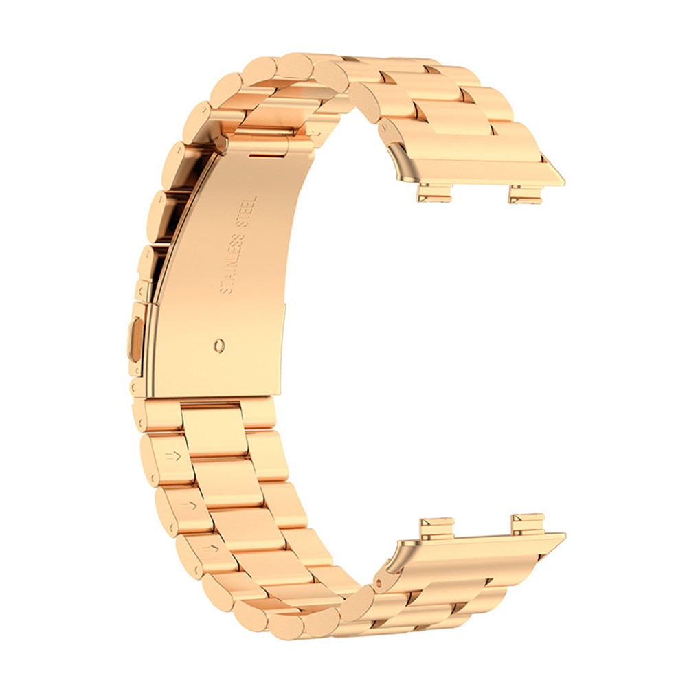 Solid Stainless Steel Watch Strap 3 Beads Replacement Band for Oppo Watch 2 42mm - Rose Gold-2