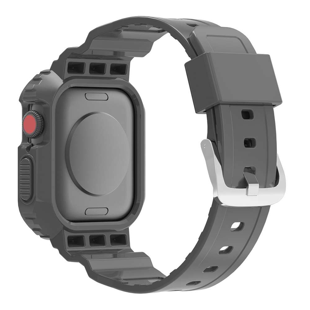 Glacier Series Transparent TPU Watch Case Protector + Adjustable Watch Band for Apple Watch Series 7 41mm - Black-1