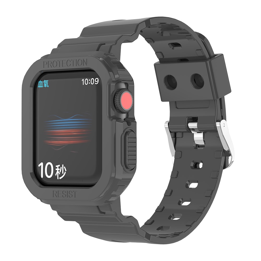 Glacier Series Transparent TPU Watch Case Protector + Adjustable Watch Band for Apple Watch Series 7 41mm - Black-2