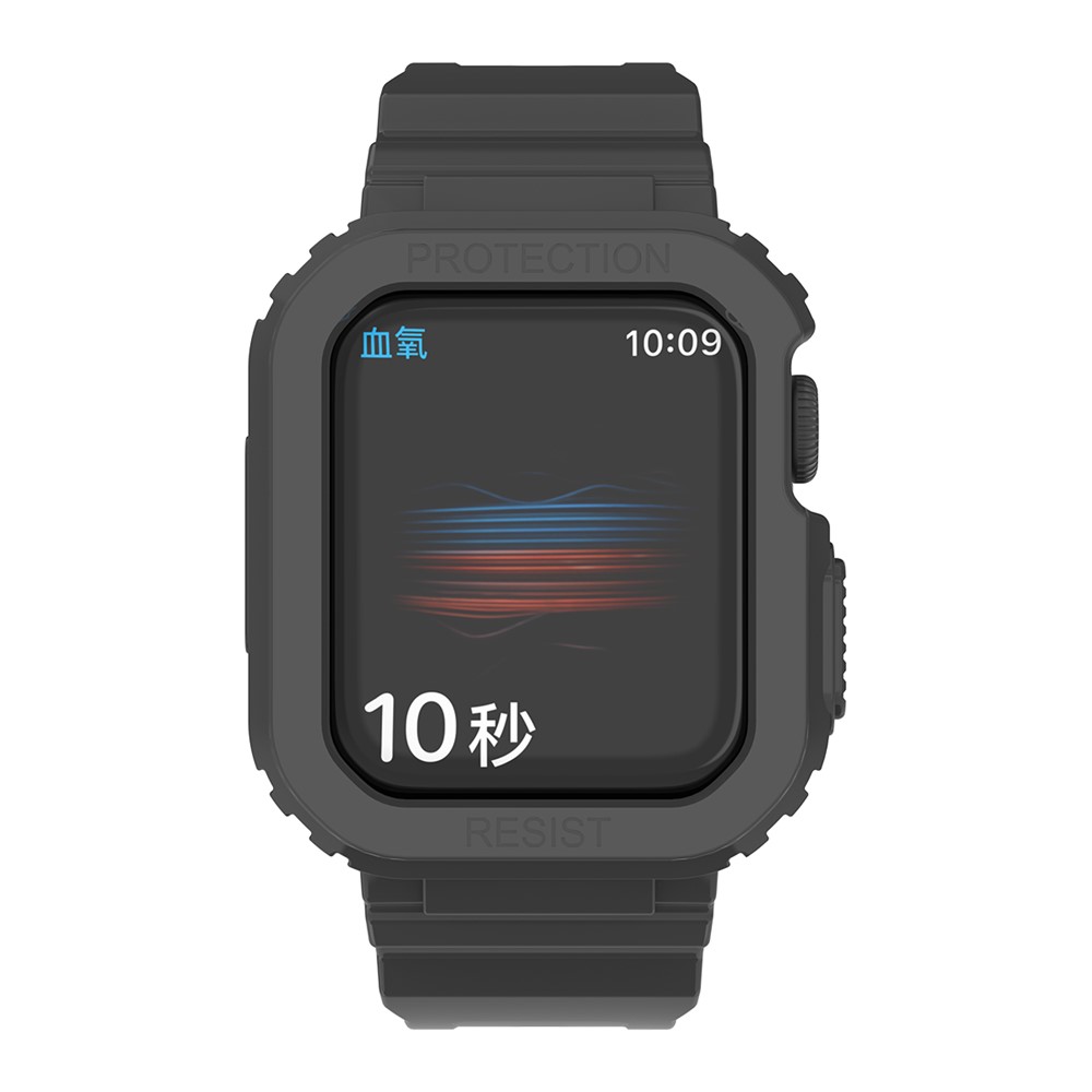 Glacier Series Transparent TPU Watch Case Protector + Adjustable Watch Band for Apple Watch Series 7 41mm - Black-3