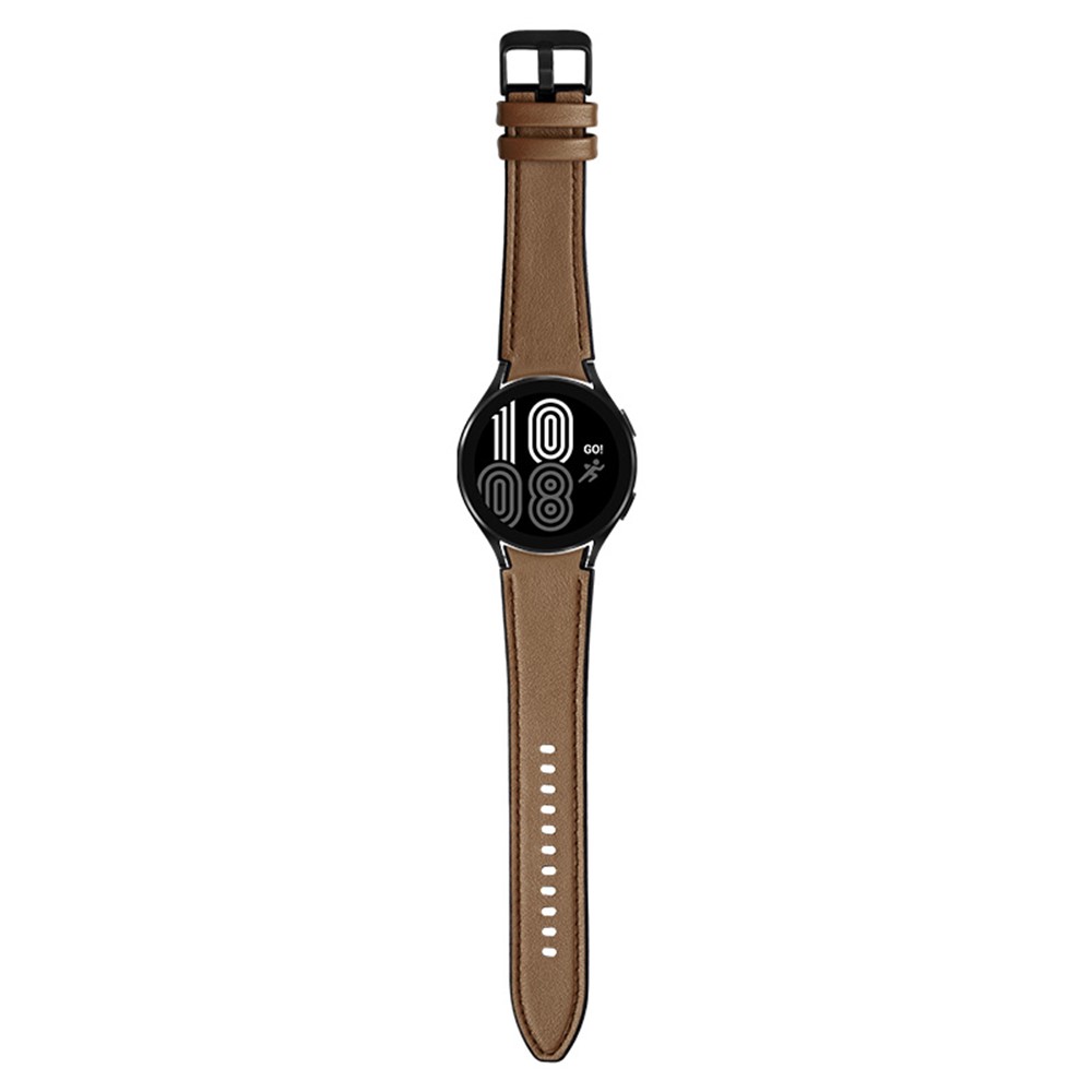 20mm Adjustable Leather Watch Band Strap for Samsung Galaxy Watch4 44mm 40mm / Galaxy Watch4 Classic 46mm 42mm - Brown-4