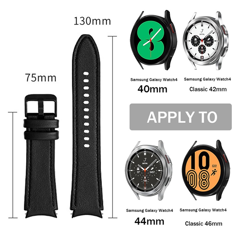 20mm Adjustable Leather Watch Band Strap for Samsung Galaxy Watch4 44mm 40mm / Galaxy Watch4 Classic 46mm 42mm - Brown-7