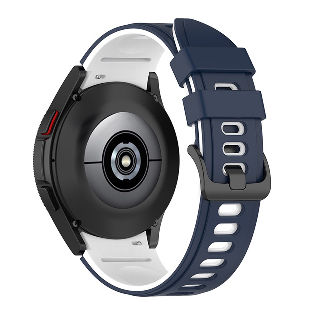Dual Color Soft Silicone Watch Band Official Interface Connection Strap for Samsung Galaxy Watch4 Classic 46mm 42mm/Watch4 44mm 40mm/Watch3 41mm - Midnight Blue/White-1