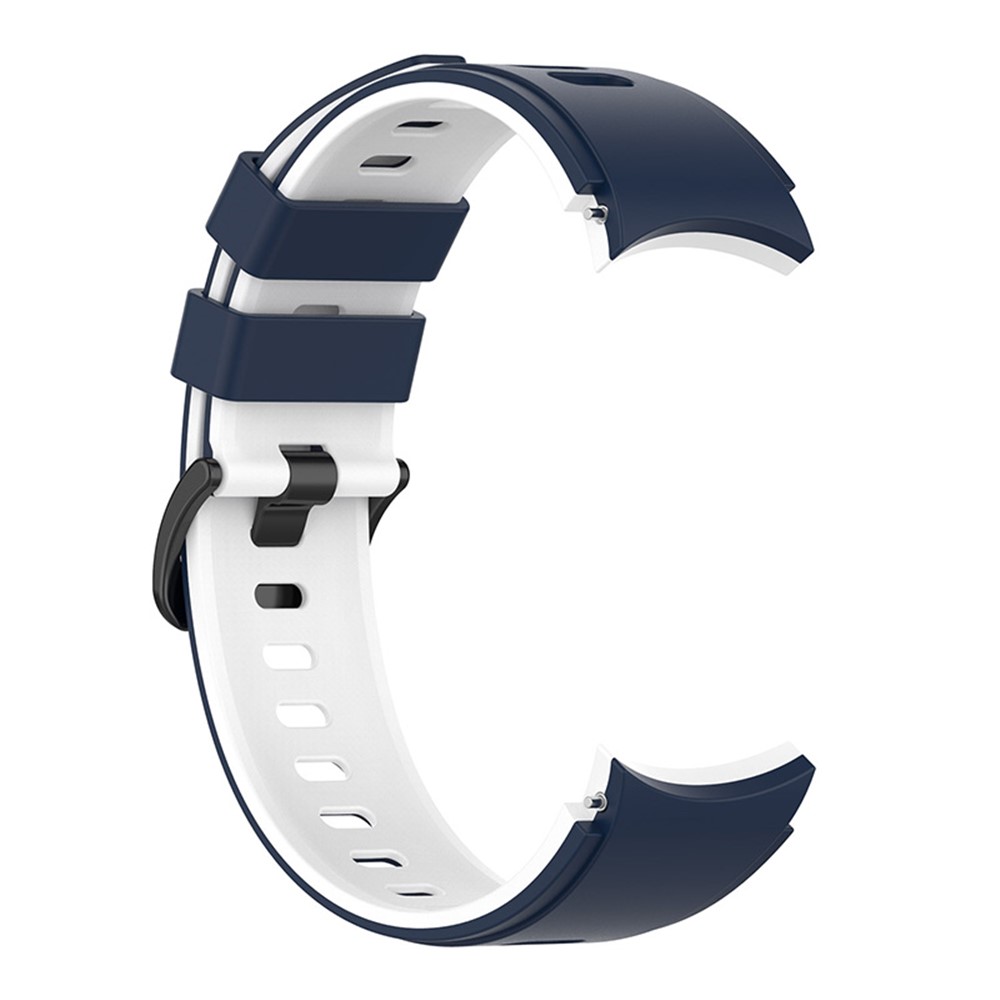 Dual Color Soft Silicone Watch Band Official Interface Connection Strap for Samsung Galaxy Watch4 Classic 46mm 42mm/Watch4 44mm 40mm/Watch3 41mm - Midnight Blue/White-4