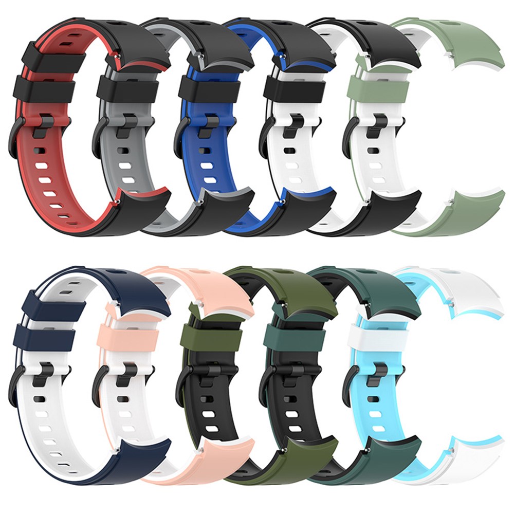Dual Color Soft Silicone Watch Band Official Interface Connection Strap for Samsung Galaxy Watch4 Classic 46mm 42mm/Watch4 44mm 40mm/Watch3 41mm - Midnight Blue/White-7