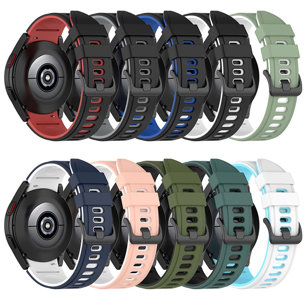 Dual Color Soft Silicon Watch Band Offizieller Schnittstellen -verbindungsgurt Für Samsung Galaxy Watch4 Classic 46mm 42mm/Watch4 44mm 40mm/Watch3 41mmmm - Mitternachtsblau/weiß-8