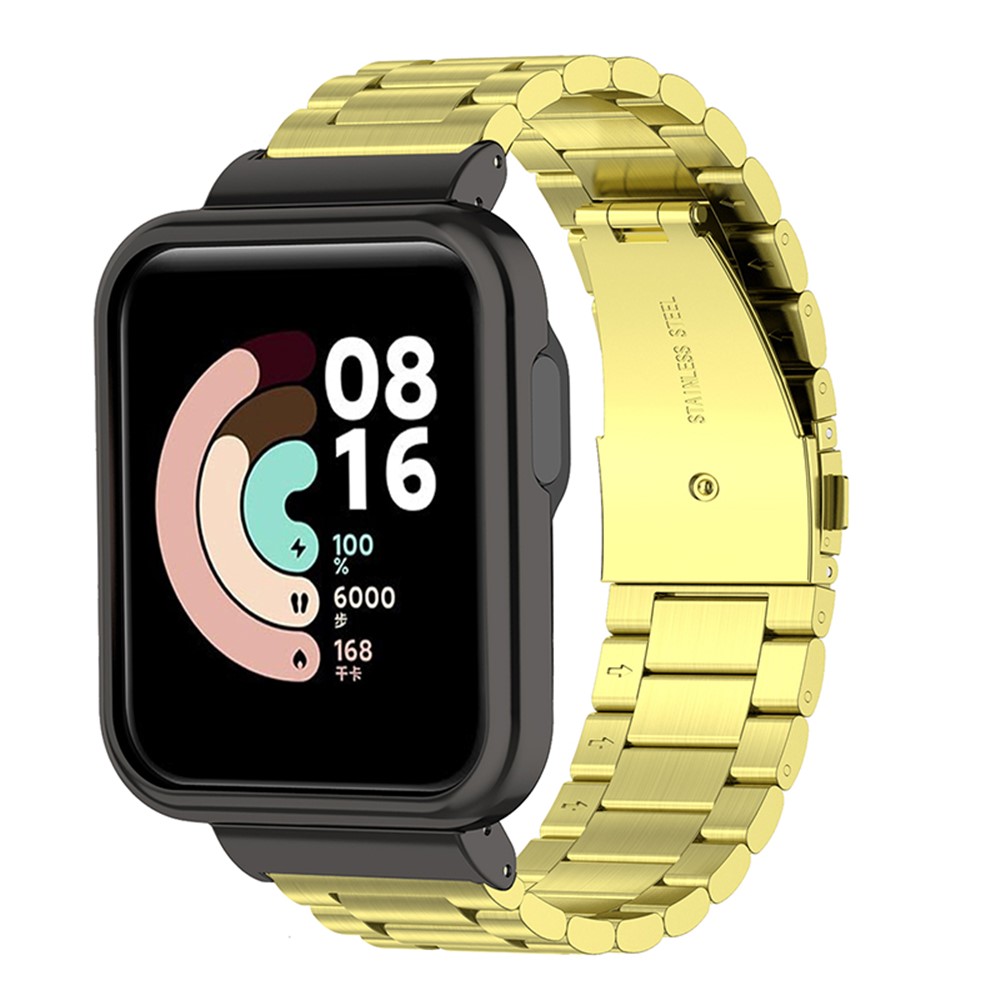 Replacement 304 Stainless Steel Three Beads Watch Strap with Watch Case Protector + Installation Tool for Xiaomi Redmi Watch / Mi Watch Lite - Gold-2
