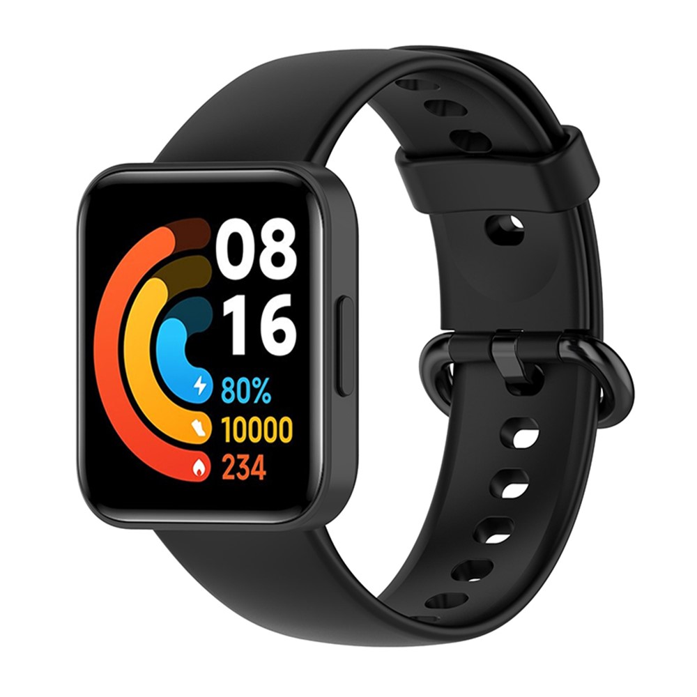 Adjustable Solid Color Watch Band Soft Silicone Strap for Xiaomi Redmi Watch 2 / Redmi Watch 2 Lite - Black-2