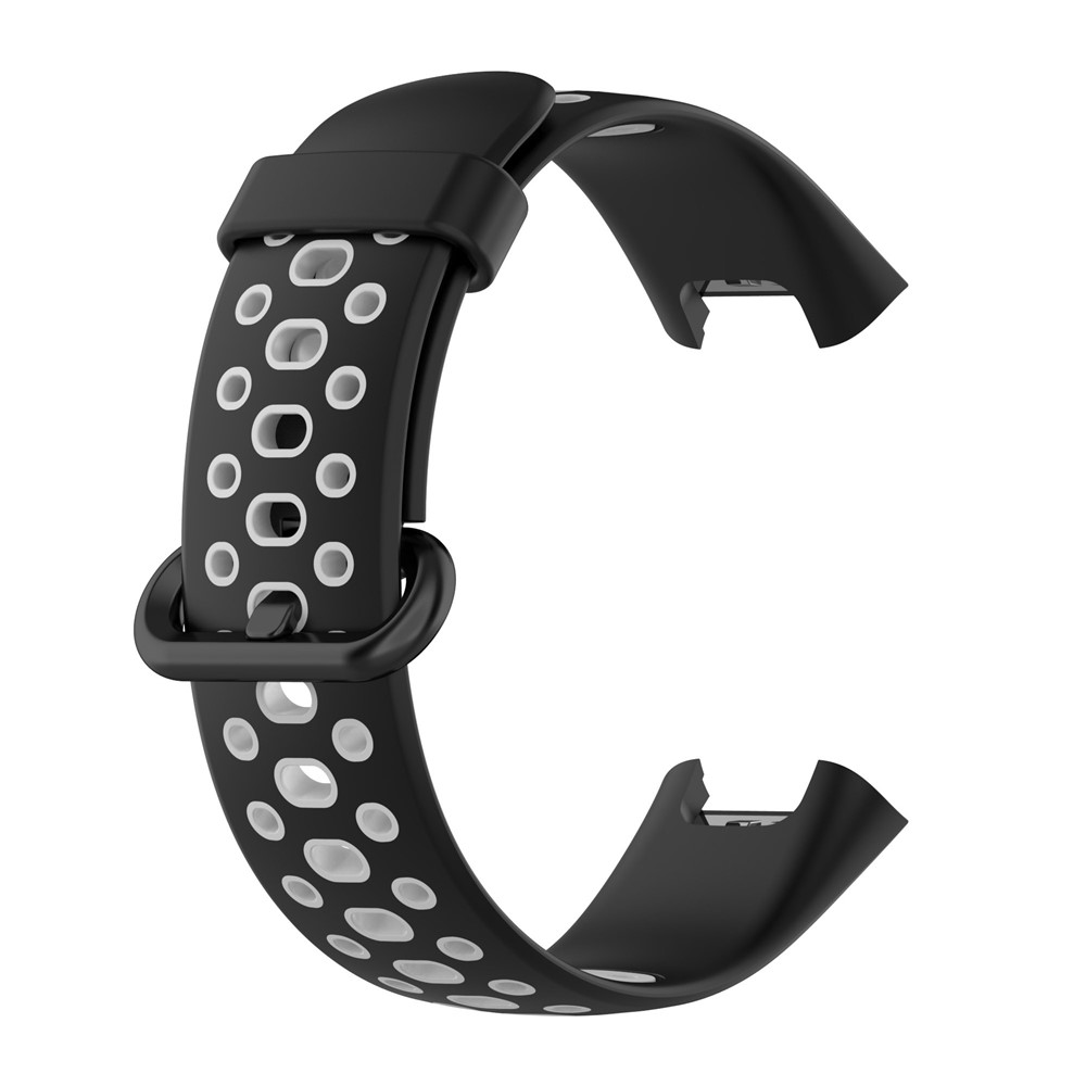Dual Color Breathable Watch Band Soft Silicone Strap for Xiaomi Redmi Watch 2 - Black/Grey-3