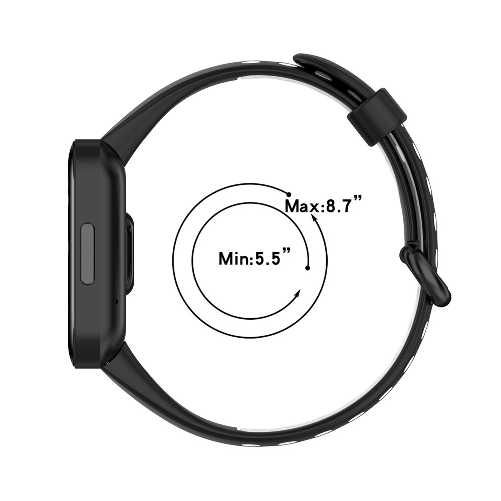 Dual Color Breathable Watch Band Soft Silicone Strap for Xiaomi Redmi Watch 2 - Black/Grey-4