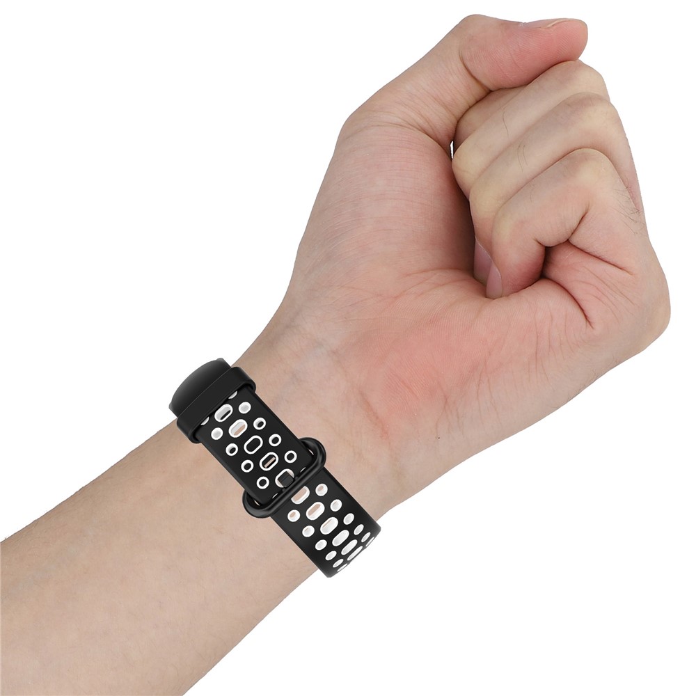 Dual Color Breathable Watch Band Soft Silicone Strap for Xiaomi Redmi Watch 2 - Black/Grey-6