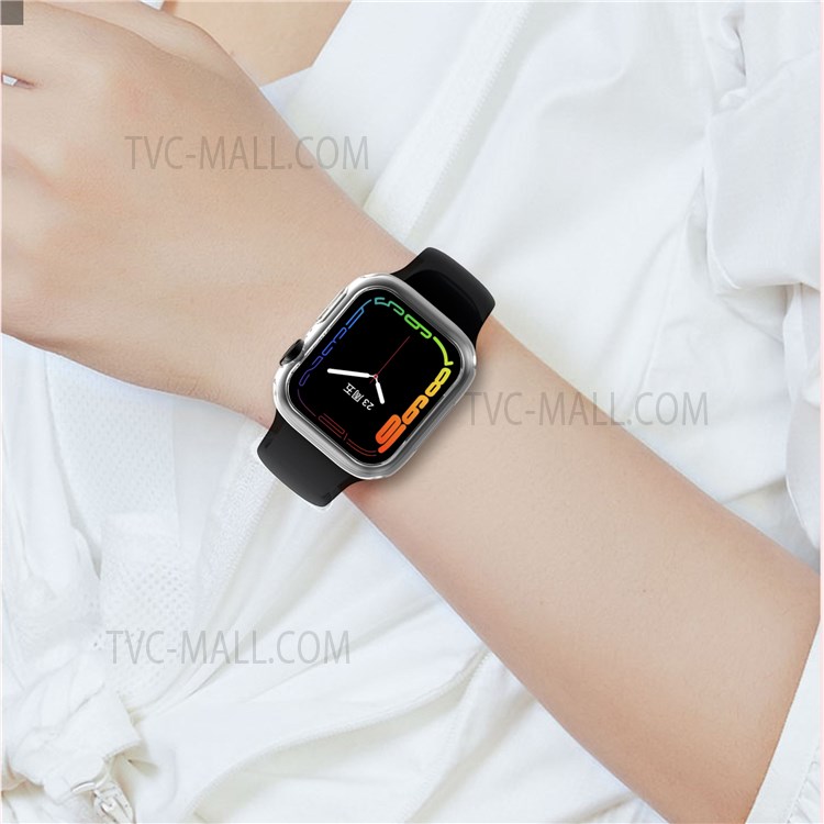Electroplating TPU Protective Watch Frame Case for Apple Watch Series 7 45mm - Transparent-11