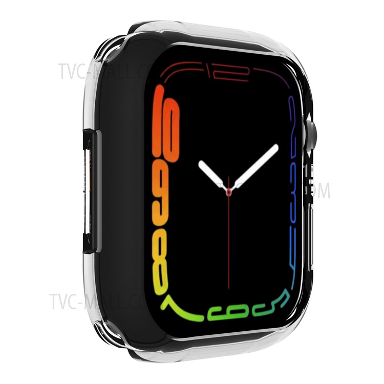 Electroplating TPU Protective Watch Frame Case for Apple Watch Series 7 45mm - Transparent-3