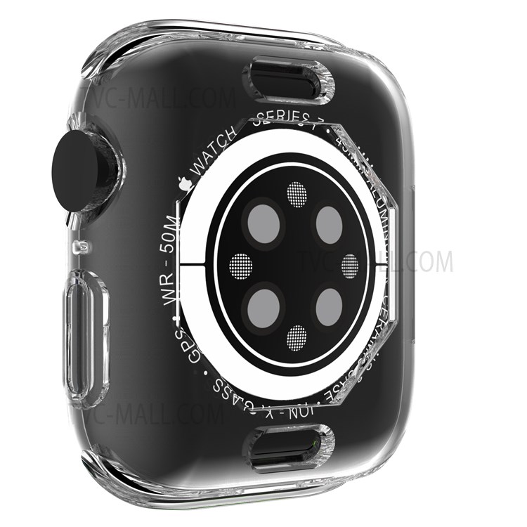 Electroplating TPU Protective Watch Frame Case for Apple Watch Series 7 45mm - Transparent-7