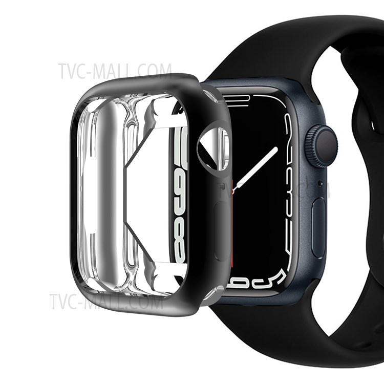 Dustproof Electroplating TPU Protective Watch Frame Case for Apple Watch Series 7 45mm - Black-7