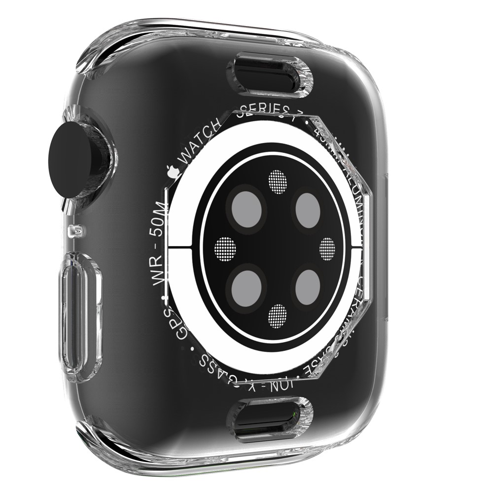 Scratch-resistant Flexible TPU Electroplating Protective Watch Frame Case for Apple Watch Series 7 41mm - Transparent-6