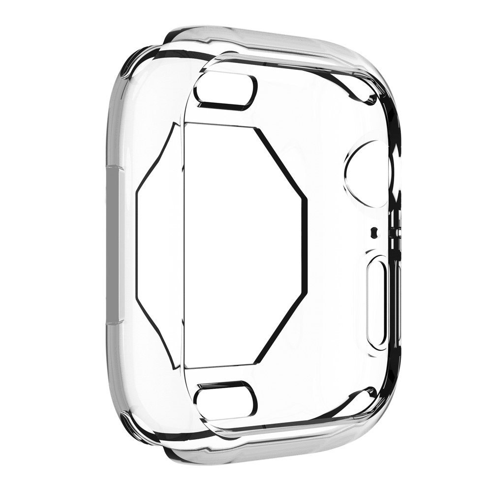 Scratch-resistant Flexible TPU Electroplating Protective Watch Frame Case for Apple Watch Series 7 41mm - Transparent-7