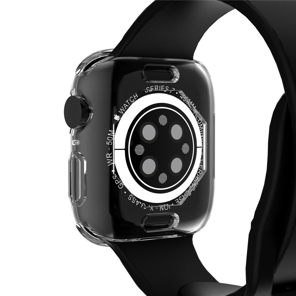 Scratch-resistant Flexible TPU Electroplating Protective Watch Frame Case for Apple Watch Series 7 41mm - Transparent-8