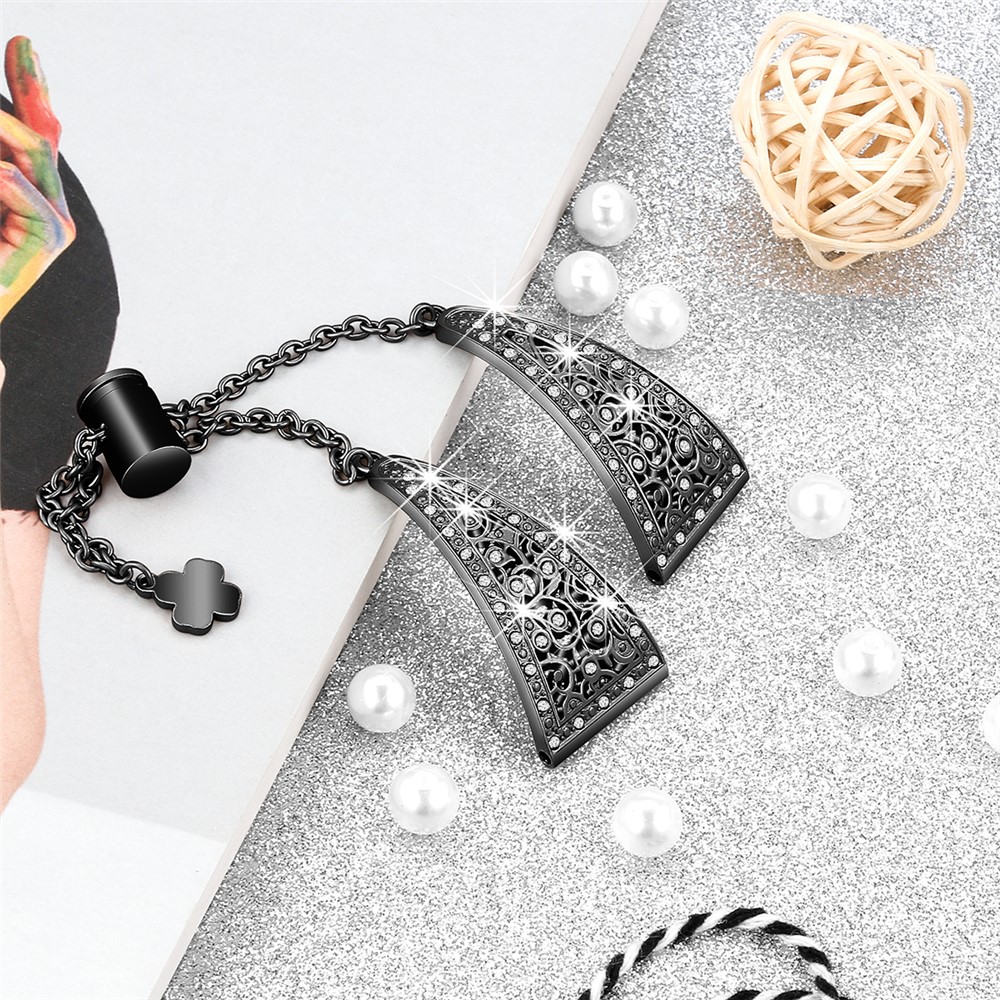 22mm Floral Bracelet Watch Band Rhinestone Decor Hollow Zinc Alloy Watch Strap for Samsung Galaxy Watch3 45mm/Galaxy Watch 46mm/Gear S3 Classic/Gear S3 Frontier/Huawei Watch GT - Black-2