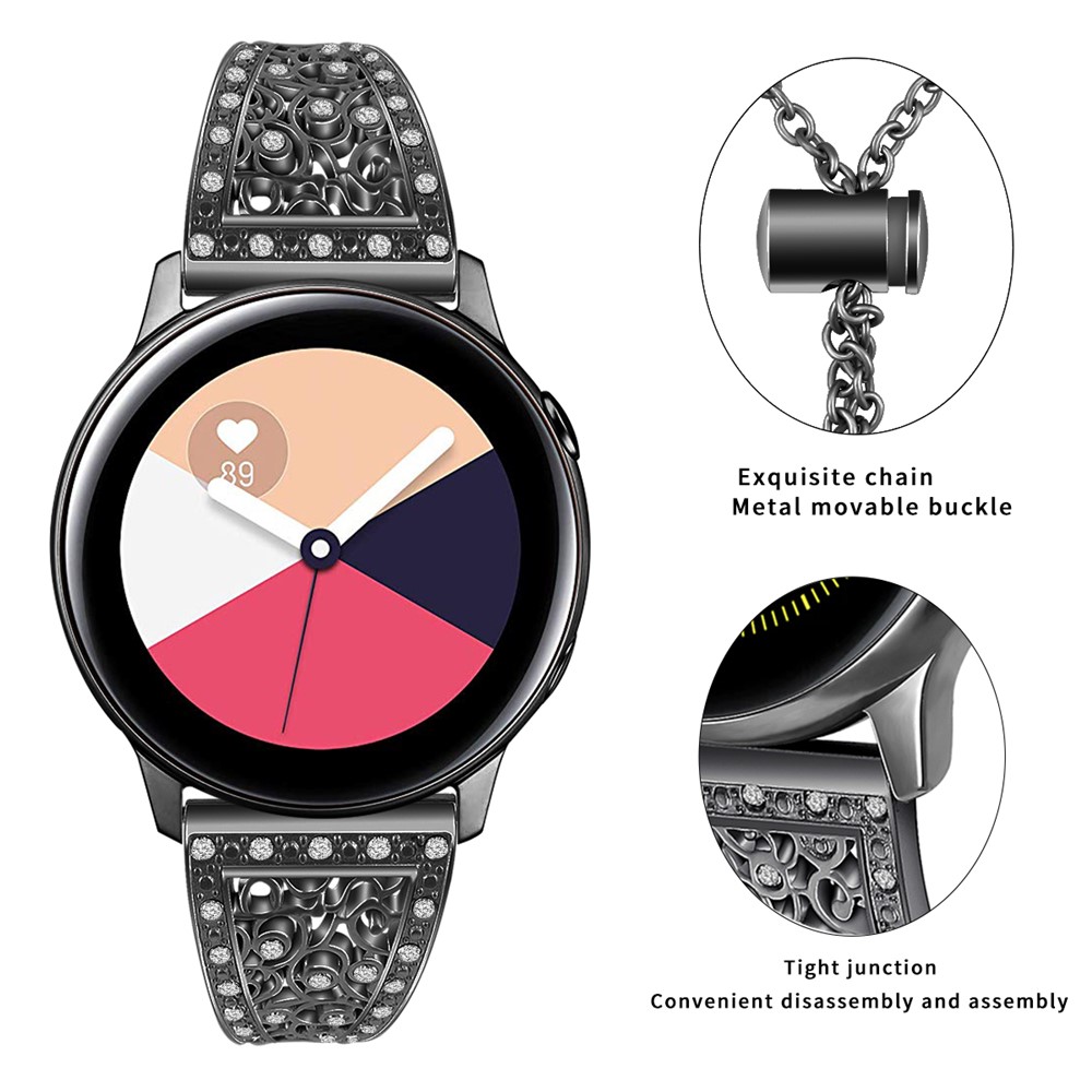 22mm Floral Bracelet Watch Band Rhinestone Decor Hollow Zinc Alloy Watch Strap for Samsung Galaxy Watch3 45mm/Galaxy Watch 46mm/Gear S3 Classic/Gear S3 Frontier/Huawei Watch GT - Black-3