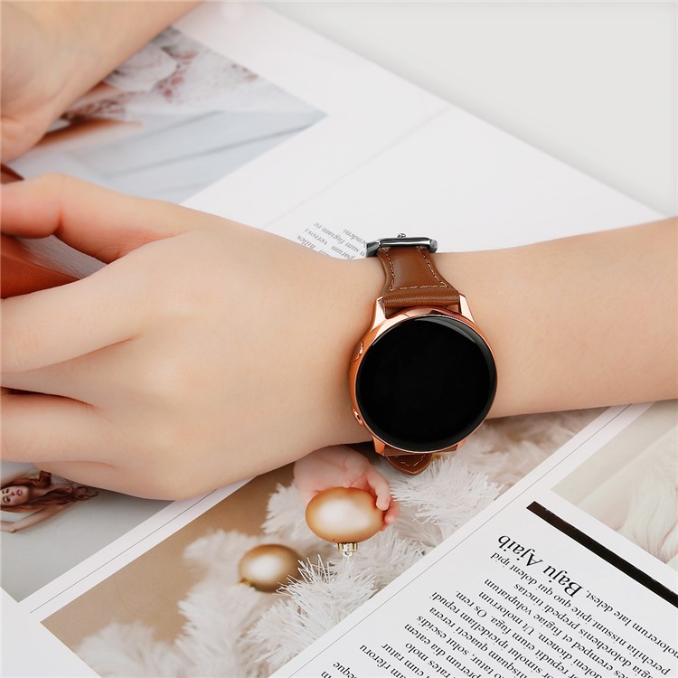 Cinturino Regolabile Per Orologio Intelligente In Vera Pelle Da 20mm Per Samsung Galaxy Watch Active / Watch3 41mm / Ingranaggio S2 - Marrone-7