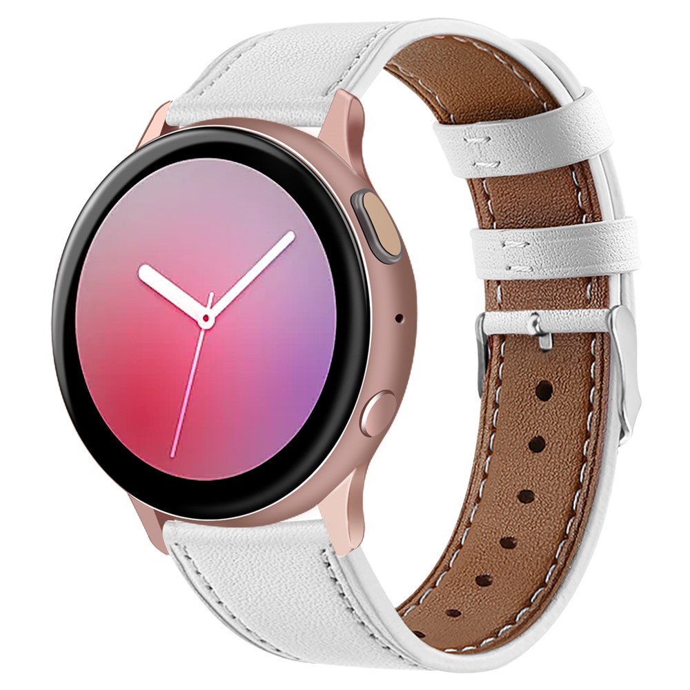 20mm Top Layer Cowhide Genuine Leather Strap Watchband for Samsung Galaxy Watch 42mm/Gear S2 Classic/Huawei Watch 2 - Wihte-2