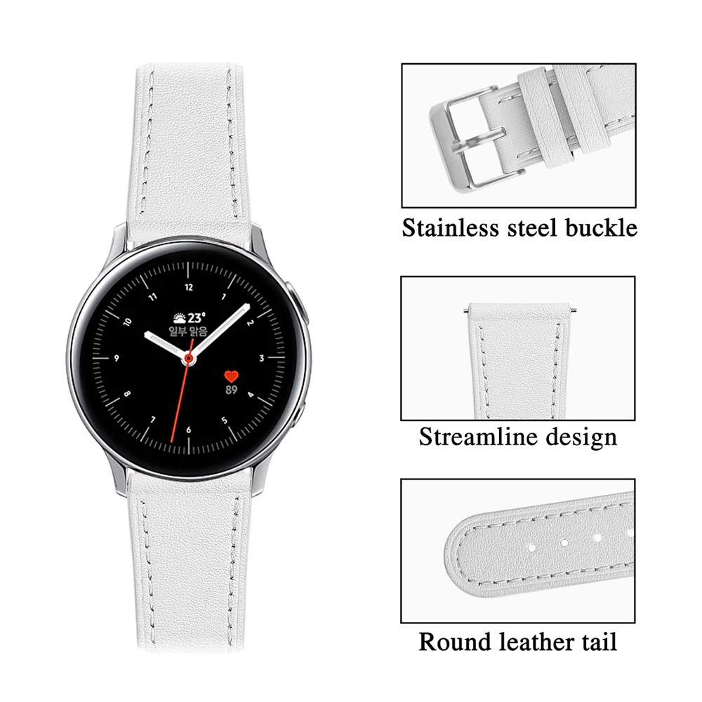 Capa Superior de 20 mm Caca Caca Cuadro de Cuero Banda de Reloj Para Samsung Galaxy Watch 42 Mm/gear S2 Classic/Huawei Watch 2 - Blanco-3