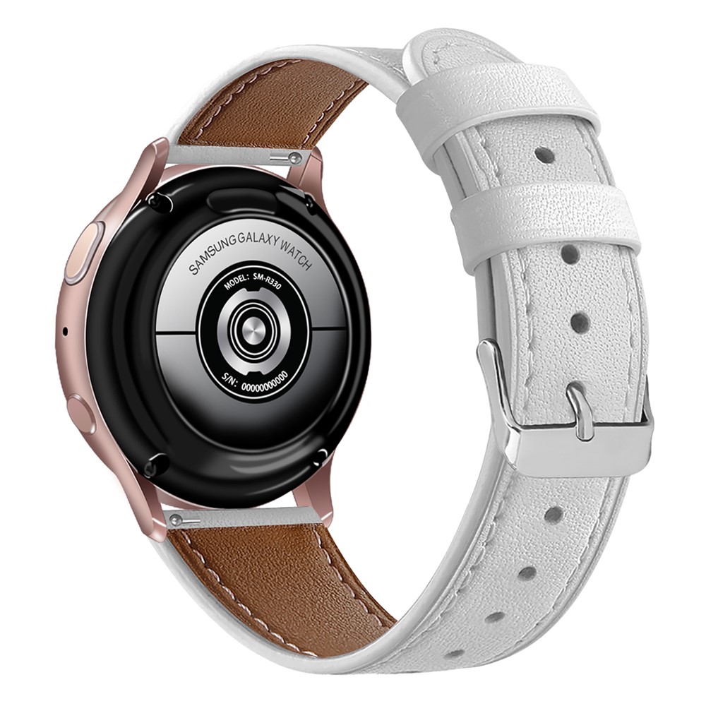 22mm Replacement Watchband Top Layer Cowhide Genuine Leather Strap for Samsung Galaxy Watch 46mm/Gear S3 Classic/Huawei Watch GT 2e - White-1