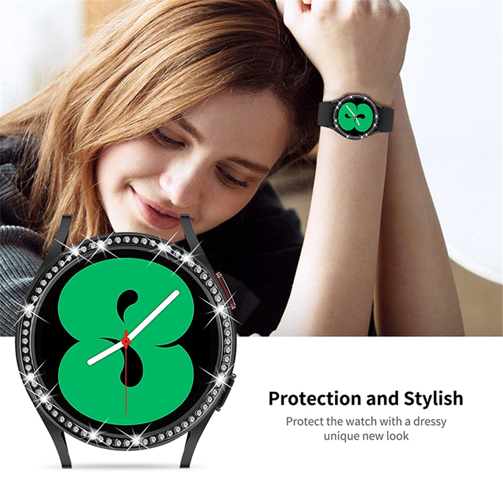Stainless Steel Watch Bezel Ring Protective Cover with Bling Rhinestone Decor for Samsung Galaxy Watch Active/Active2 44mm - Black-4