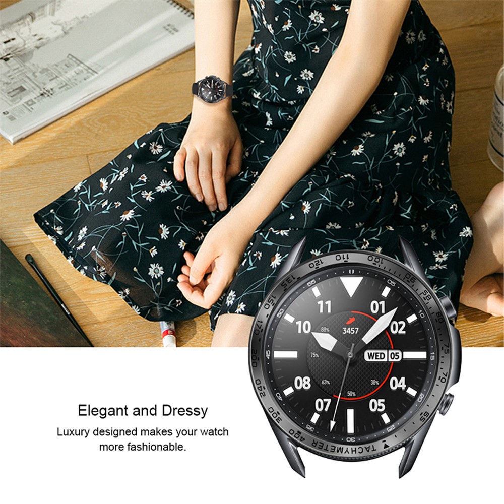 Protective Stainless Steel Watch Bezel Metal Ring Cover for Samsung Galaxy Watch3 41mm - Black-6