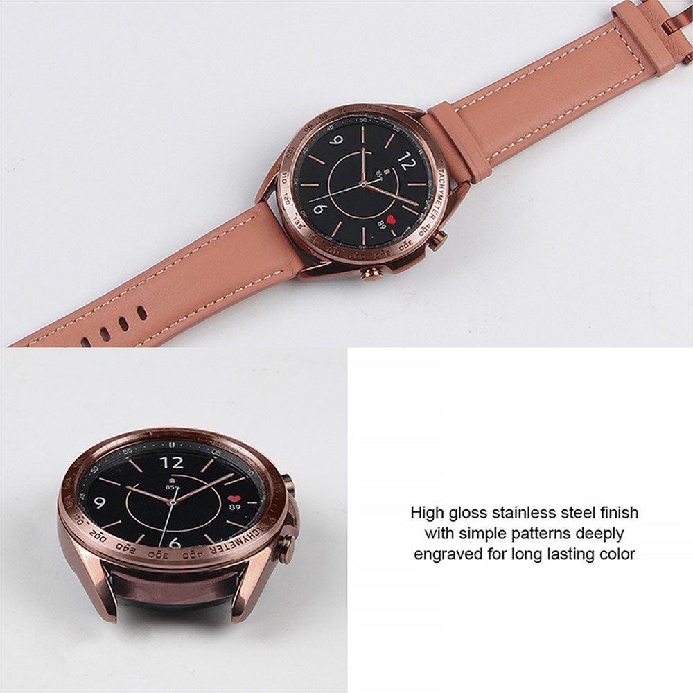 Relógio De Aço Inoxidável Resistente A Riscos Capa De Anel Protetor Para Samsung Galaxy Watch3 41mm - Bronze-8