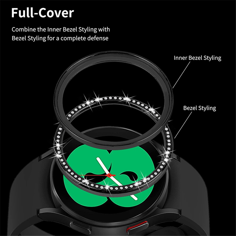 Full Rhinestone Decorative Watch Bezel Ring Stainless Steel Protective Cover for Samsung Galaxy Watch Active/Active2 40mm - Black-2