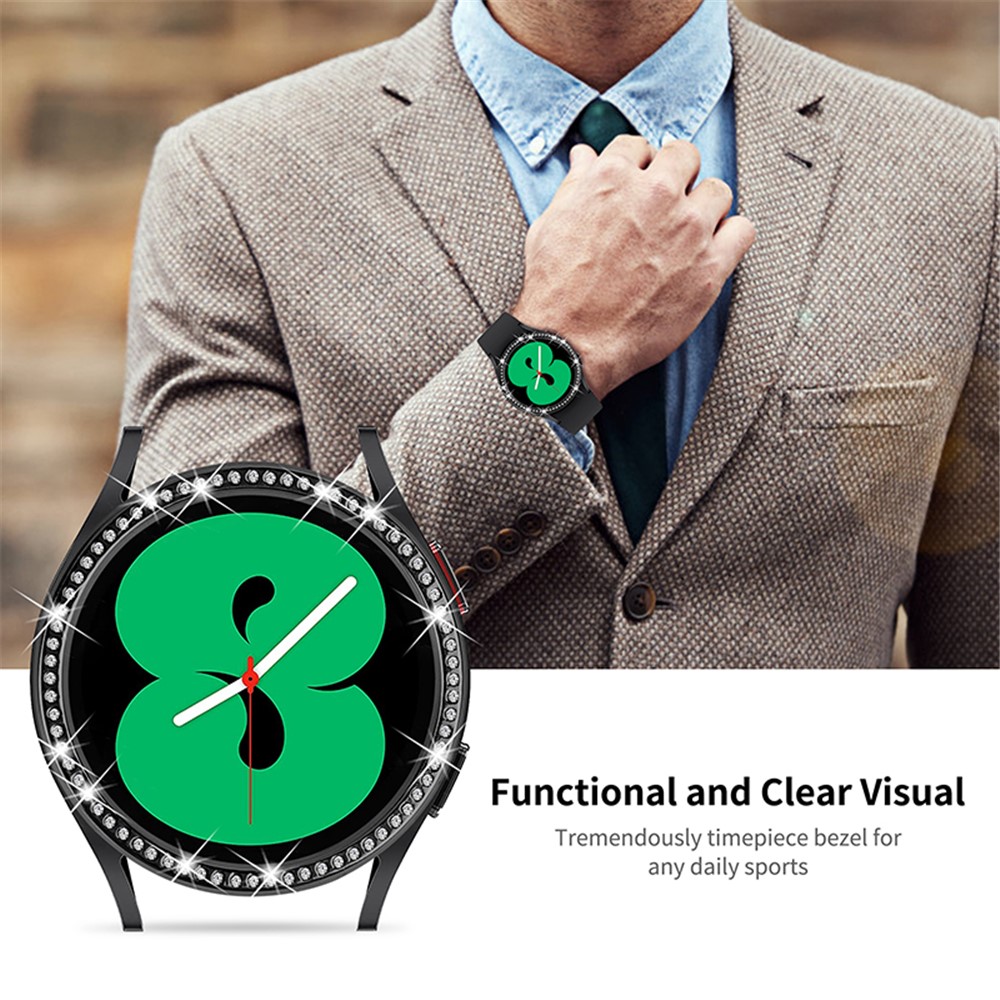 Full Rhinestone Decorative Watch Bezel Ring Stainless Steel Protective Cover for Samsung Galaxy Watch Active/Active2 40mm - Black-3