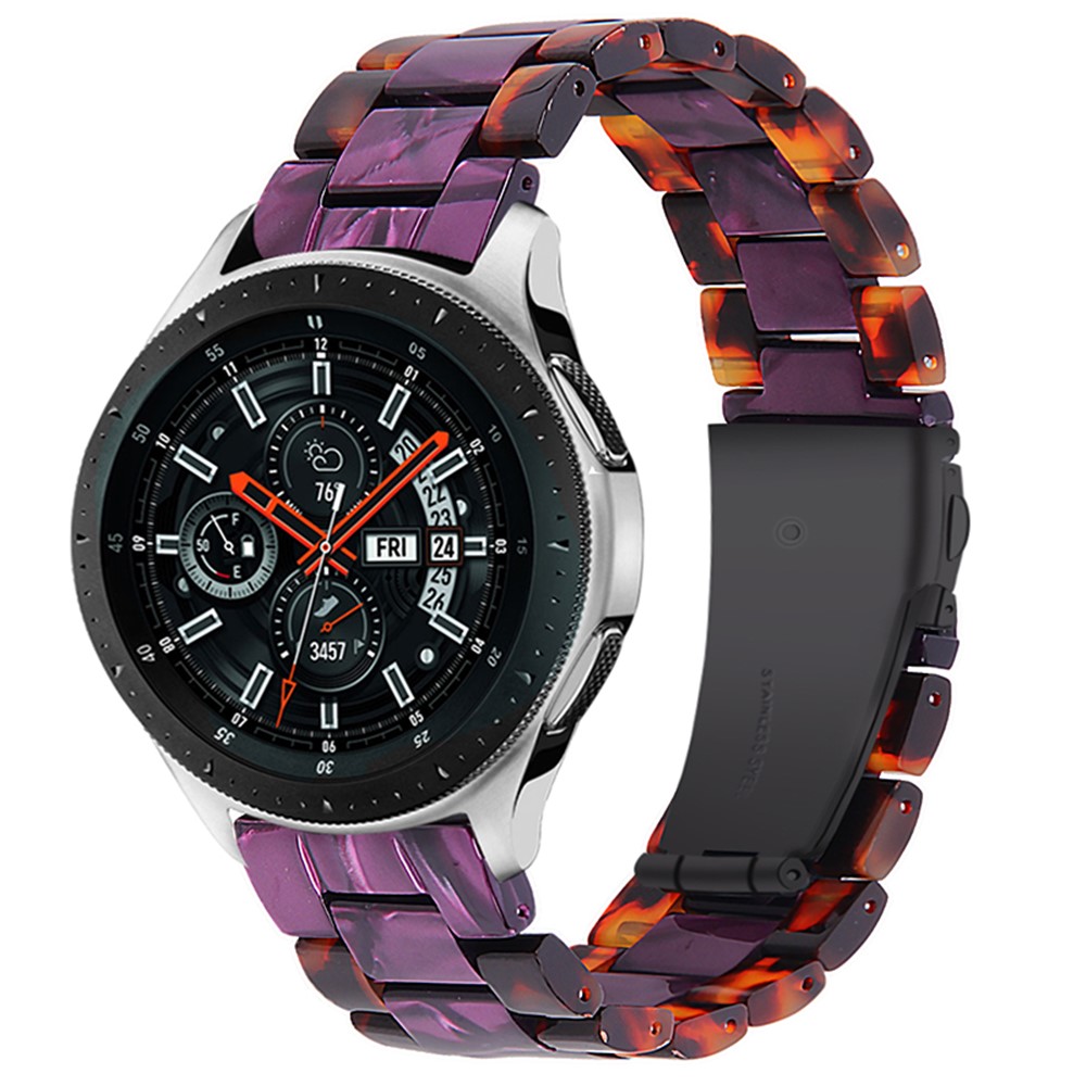 22mm Color Splicing Resin Strap 3 Beads Watchband with Butterfly Buckle for Samsung Galaxy Watch3 45mm/Gear S3 Classic/Galaxy Watch 46mm - Hawksbill/Purple-1