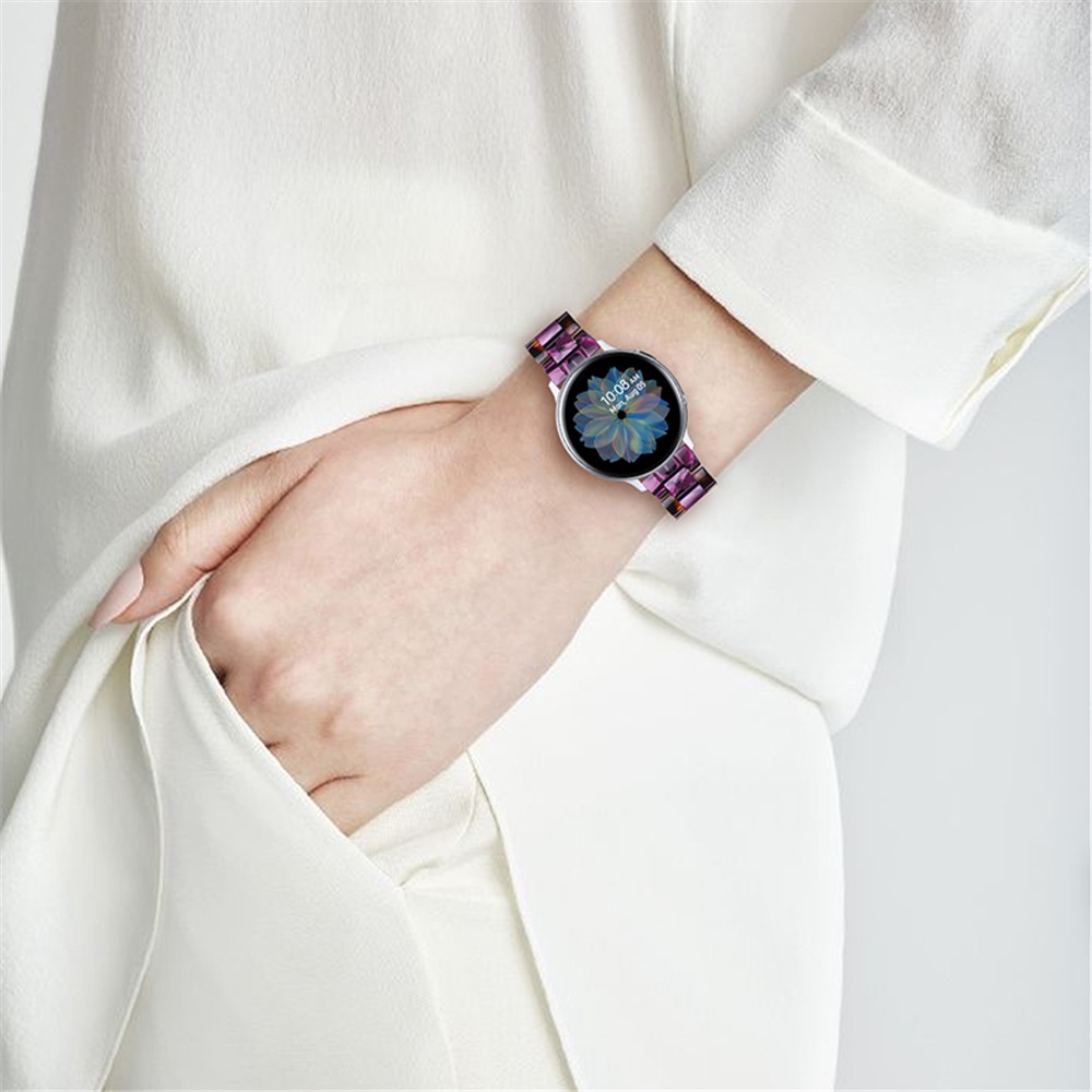 20mm Color Splicing 3 Beads Resin Watch Strap with Butterfly Buckle for Samsung Galaxy Watch3 41mm/Galaxy Watch Active2 40mm/Galaxy Watch 42mm - Hawksbill/Purple-6