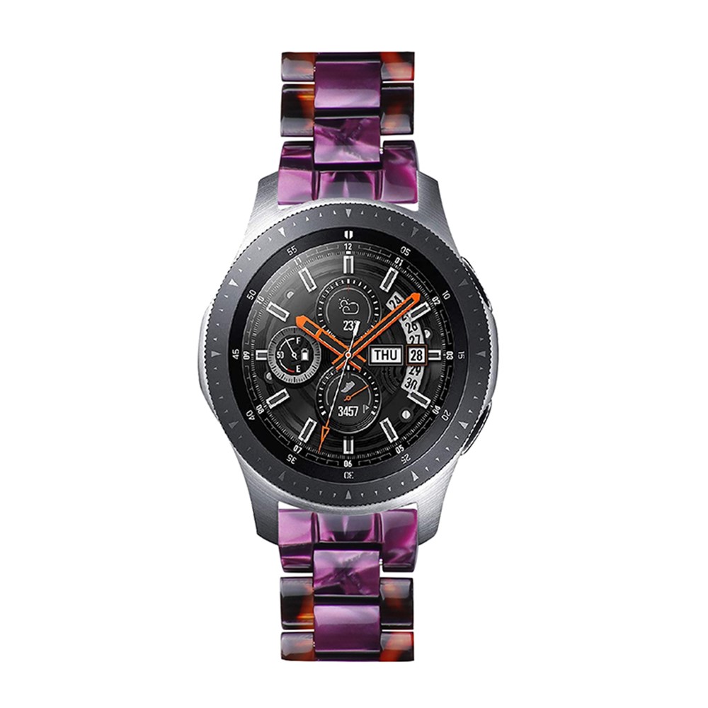 22mm Color Splicing Resin Watch Strap 3 Beads Wrist Bracelet with Butterfly Buckle for Huawei Watch GT 2e/GT 2 42mm/GT 2 46mm/Honor Magic Watch 2 46mm - Hawksbill/Purple-4