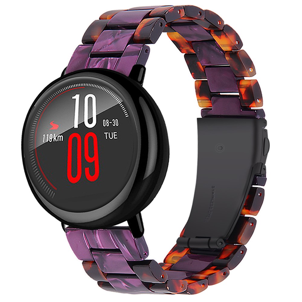 22mm Fashion Color Splicing 3 Beads Strap Resin Watchband with Butterfly Buckle for Huami Amazfit GTR 47mm/Amazfit 2 - Hawksbill/Purple-1