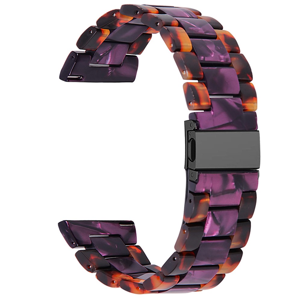 22mm Fashion Color Splicing 3 Beads Strap Resin Watchband with Butterfly Buckle for Huami Amazfit GTR 47mm/Amazfit 2 - Hawksbill/Purple-2