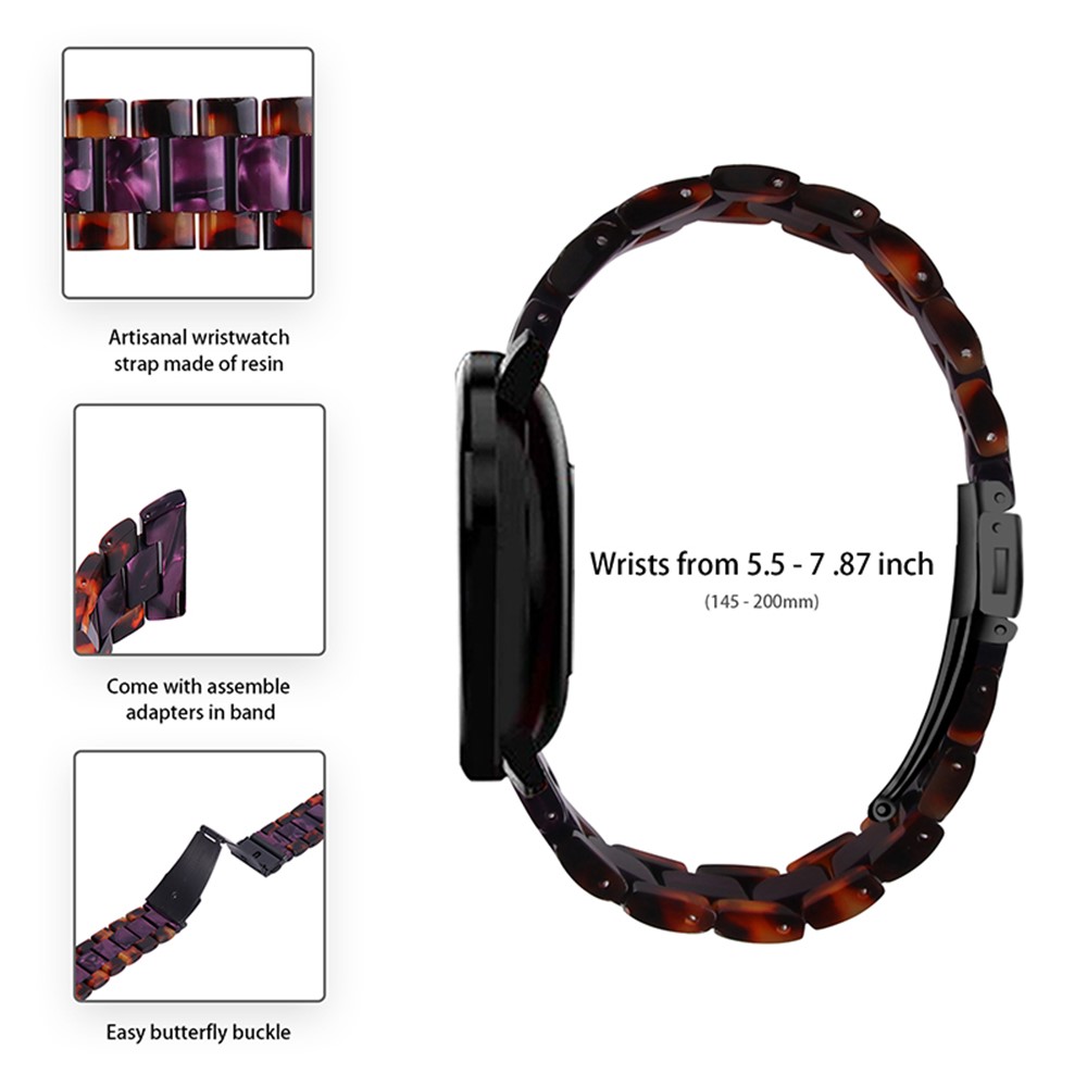 22mm Fashion Color Splicing 3 Beads Strap Resin Watchband with Butterfly Buckle for Huami Amazfit GTR 47mm/Amazfit 2 - Hawksbill/Purple-3