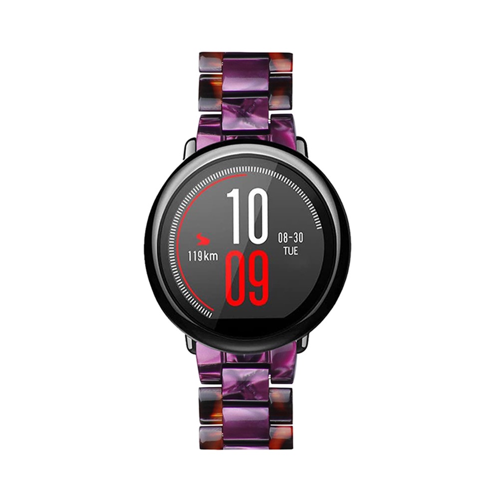 22mm Fashion Color Splicing 3 Beads Strap Resin Watchband with Butterfly Buckle for Huami Amazfit GTR 47mm/Amazfit 2 - Hawksbill/Purple-4