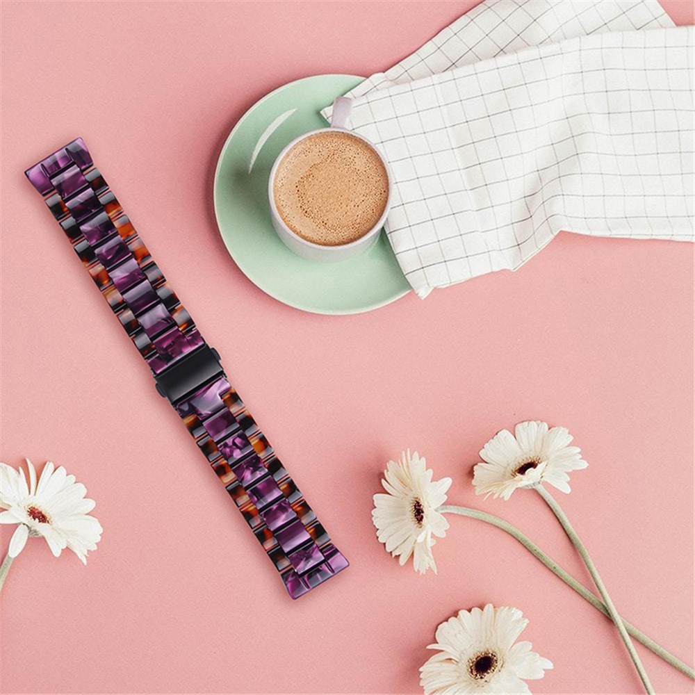 22mm Fashion Color Splicing 3 Beads Strap Resin Watchband with Butterfly Buckle for Huami Amazfit GTR 47mm/Amazfit 2 - Hawksbill/Purple-5
