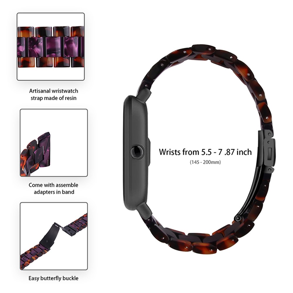 20mm Color Splicing Resin Strap Easy Assemble 3 Beads Watchband with Butterfly Buckle for Huami Amazfit GTR 42mm/Amazfit GTS/Amazfit BIP/Amazfit BIP Lute/Youth Edition 1S - Hawksbill/Purple-3