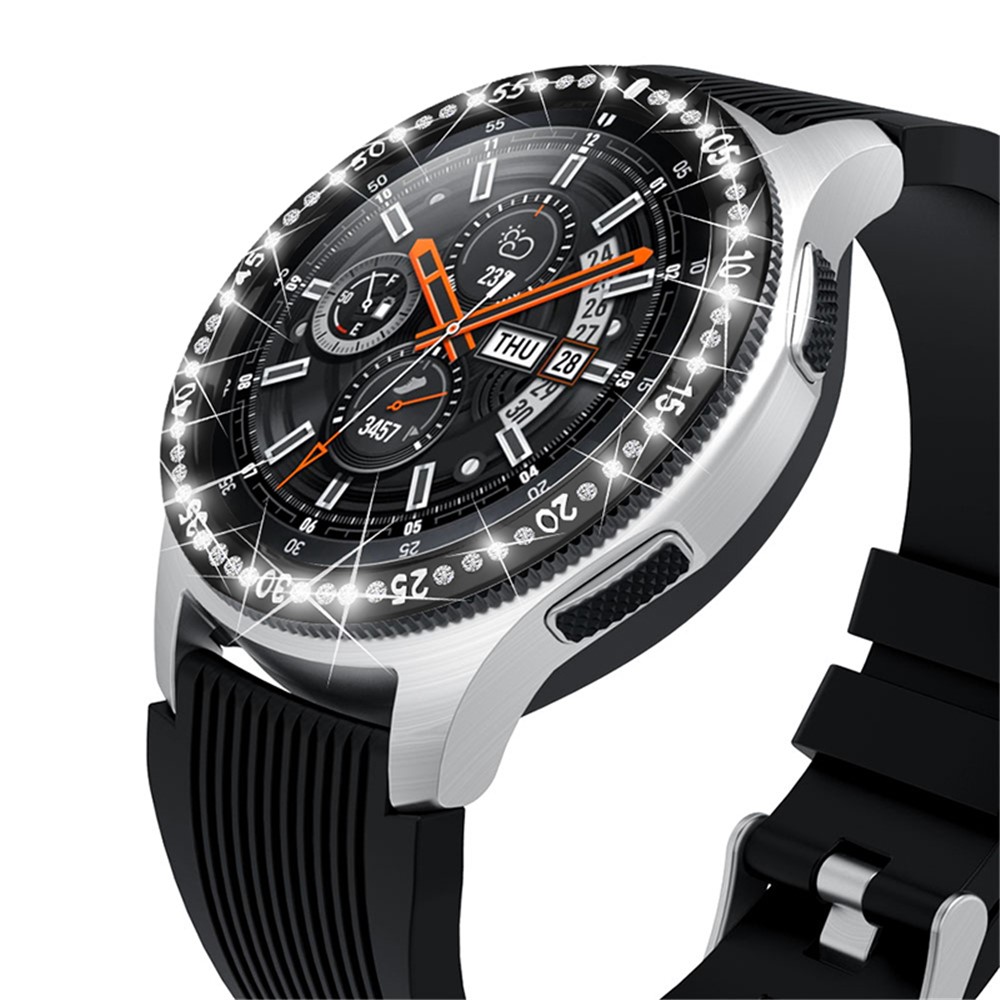 Protective Stainless Steel Watch Bezel Ring Cover with Shiny Rhinestone Decor for Samsung Galaxy Watch4 Classic 46mm - Black-2