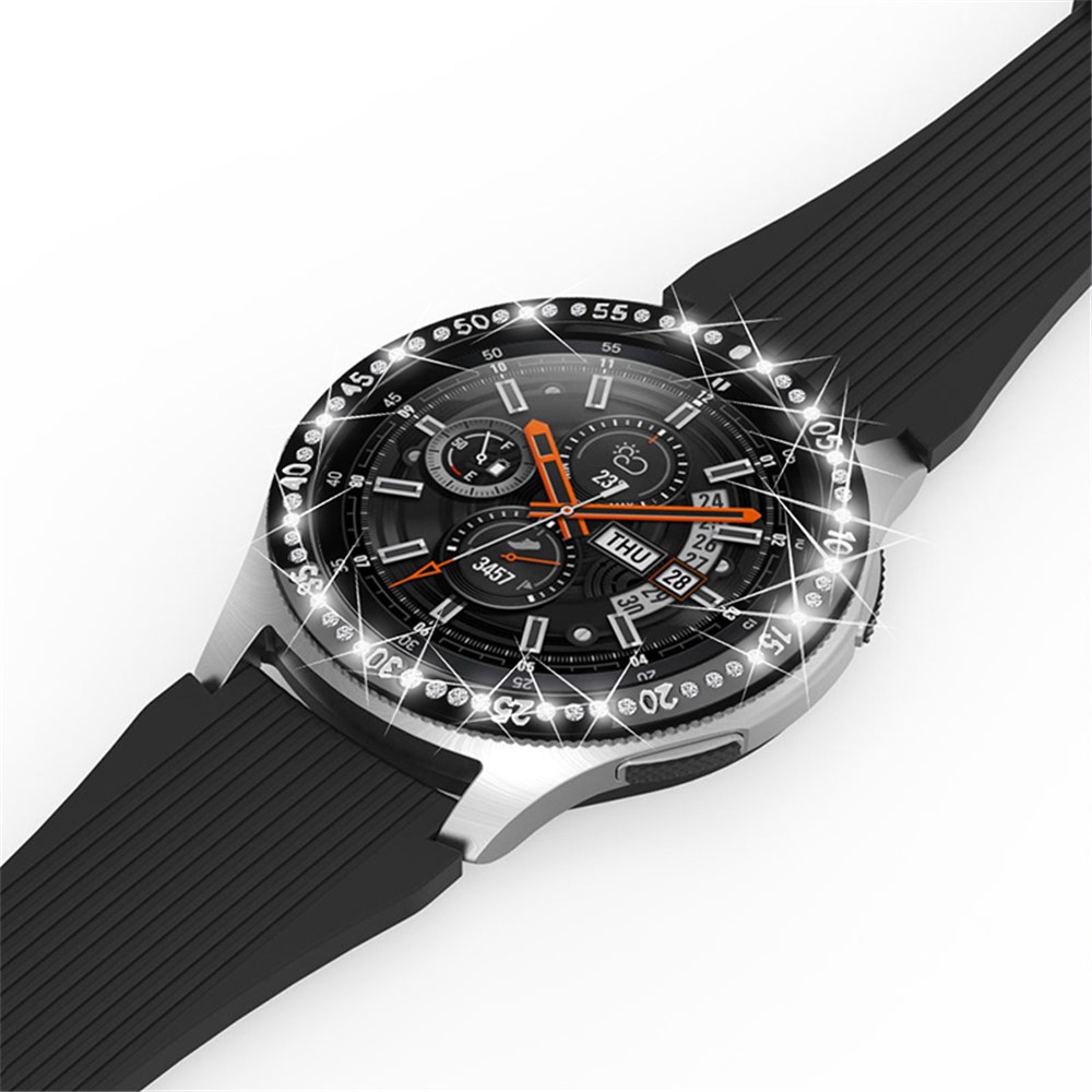Protective Stainless Steel Watch Bezel Ring Cover with Shiny Rhinestone Decor for Samsung Galaxy Watch4 Classic 46mm - Black-3