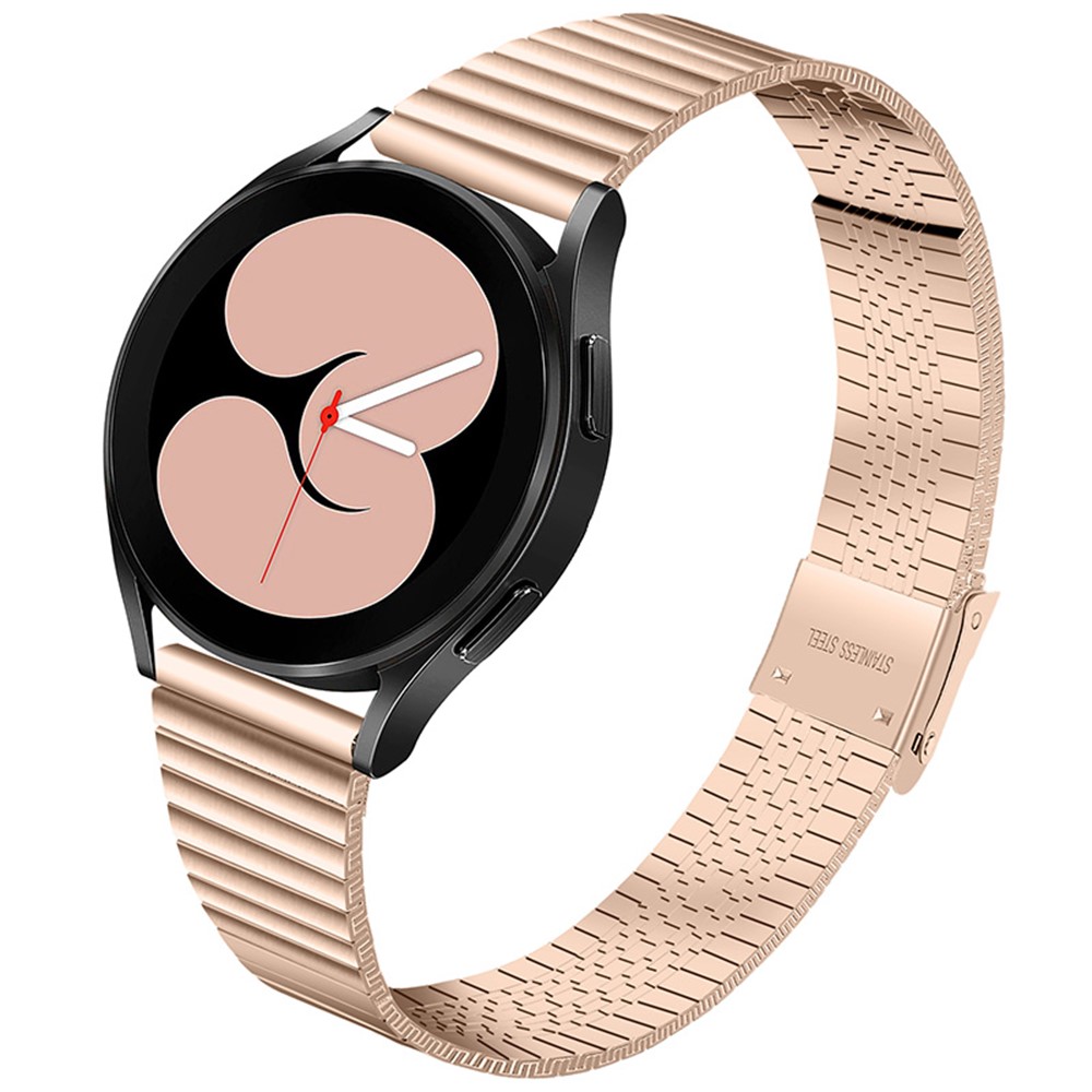 Side Textured Design Adjustable Double Buckle Stainless Steel Watch Band Wrist Bracelet for Samsung Galaxy Watch3 41mm/Galaxy Watch Active3/Galaxy Watch Active2 40mm 44mm/Gear S2 - Pink Gold-2