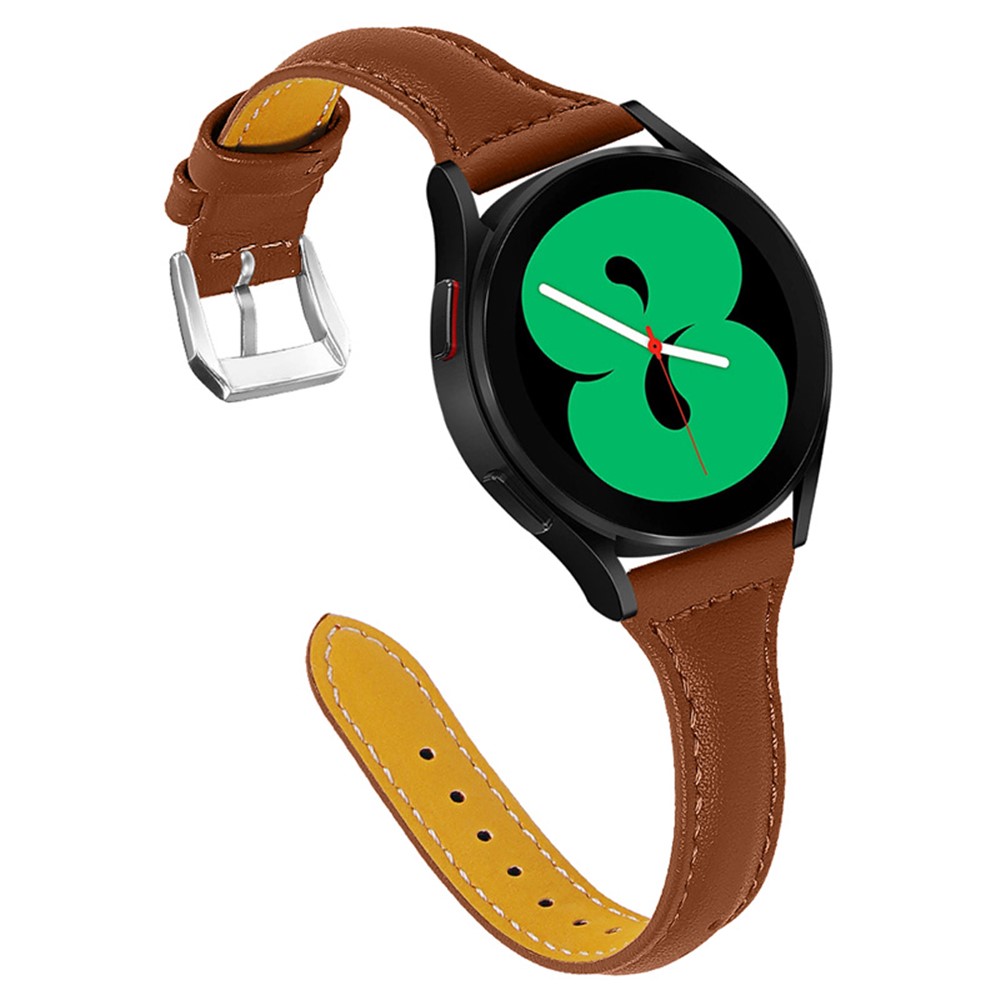 Steamline Design Pointed Tail Top Layer Cowhide Genuine Leather Watch Strap for Samsung Galaxy Watch4 Classic 42mm 46mm/Galaxy Watch Active/Galaxy Watch Active2 40mm 44mm - Brown-1