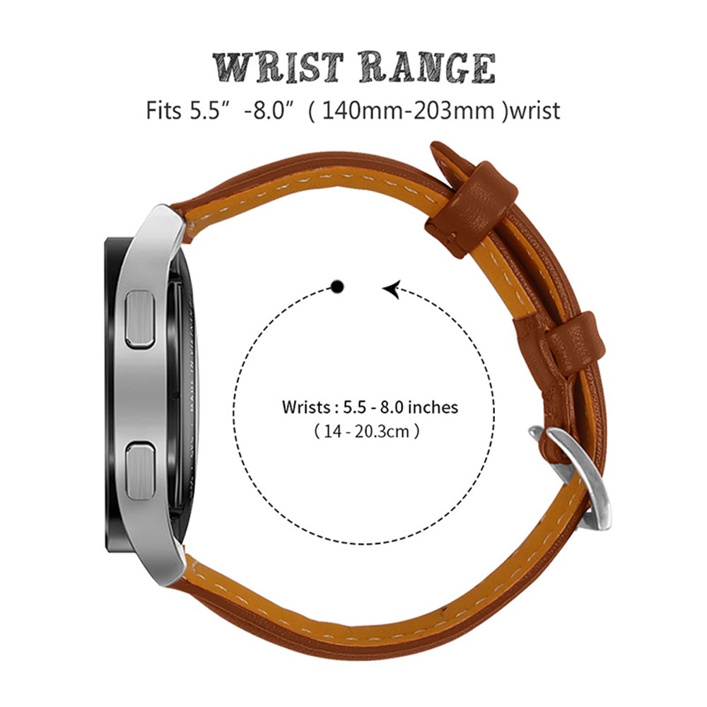 Steamline Design Pointed Tail Top Layer Cowhide Genuine Leather Watch Strap for Samsung Galaxy Watch4 Classic 42mm 46mm/Galaxy Watch Active/Galaxy Watch Active2 40mm 44mm - Brown-2